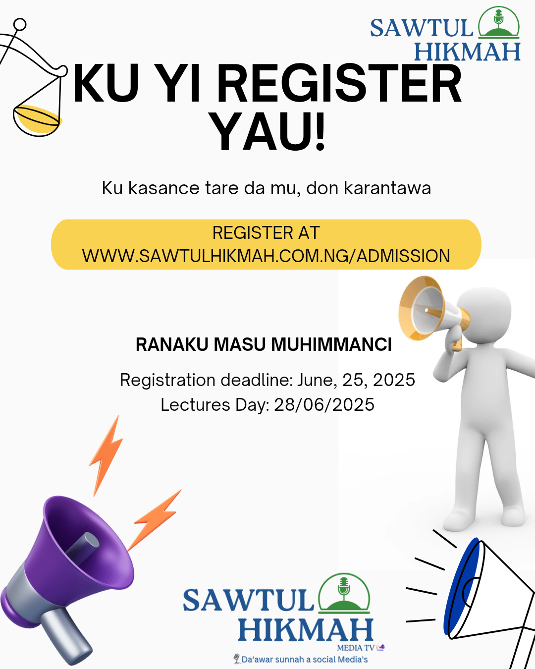 RUFE REGISTRATION DA FITAR DA JADAWAL
